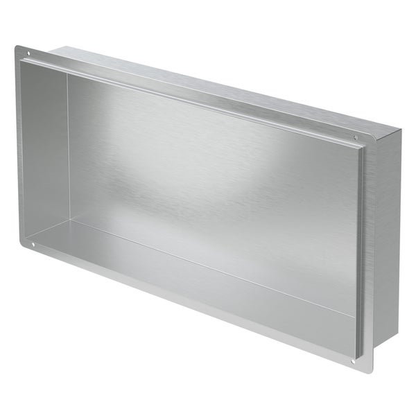 LuxeBath Wandnische aus Edelstahl, 60x30x10 cm, Silber, Duschnische, Randlos, Einbauregal, Flexibler Einbau, Befliesbare Nische für Badutensilien, Duschablage, Einzelregal, Lagerung für Badezimmer