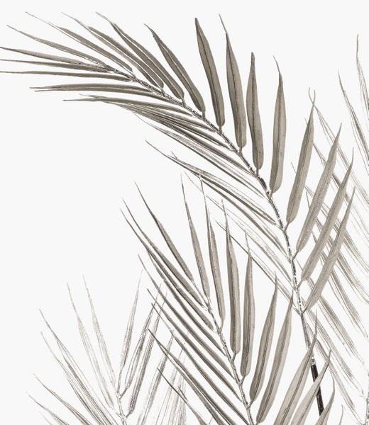 Künstliches Palmblatt in Silber, Deko-Zweig mit feinen Blattwedeln.