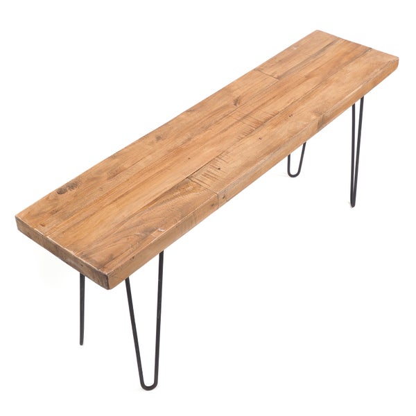 Sitzbank BOHLE Mahagoni Holz  mit Metallgestell  naturfarben