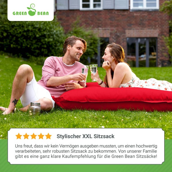 Green Bean Sitzsack XXL 140x180cm 380 Liter Kinder & Erwachsene Bean Bag EPS Perlen Füllung Riesensitzsack Groß Draußen Outdoor Liegekissen Waschbar Wetterfest Lounge Sitzkissen Bodenkissen Rot
