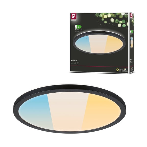 LED Deckenleuchte mit verstellbarer Farbtemperatur und RGB-Farbwechsel-Funktion für vielseitige Lichtstimmungen in verschiedenen Wohnräumen.