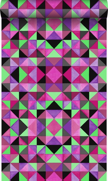 Origin Wallcoverings Tapete kubistisches Muster Rosa und Grün - 53 cm x 10.05 m - 346912