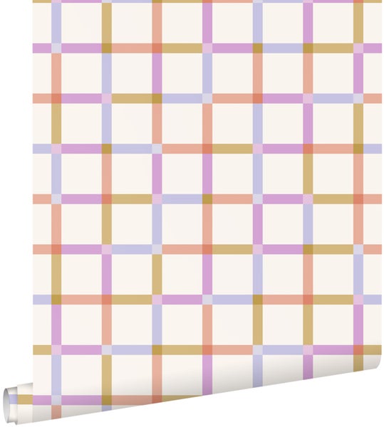 Vliestapete mit bunten Linien im Karomuster