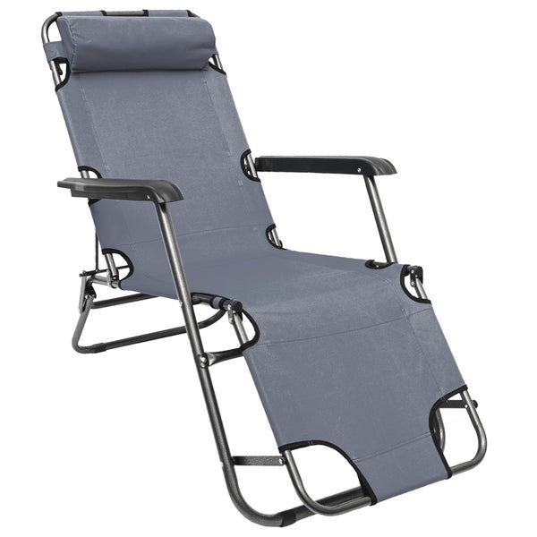Campingstuhl Liegestuhl Freizeitliege Sonnenliege Strandliege Campingliege Klappliege Liege 153cm | Grau