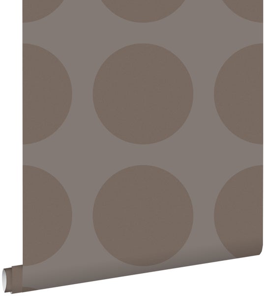 ESTAhome Tapete Kugeln auf Leinenstruktur Taupe - 53 cm x 10.05 m - 135424