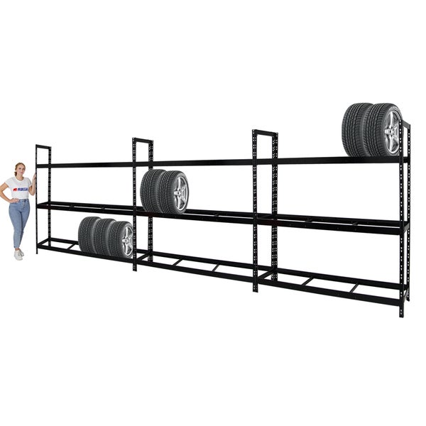 PROREGAL Mega Deal 3x Reifenregal Tiger XL HxBxT 200 x 180 x 45 cm Bis Zu 63 Reifen Schwarz
