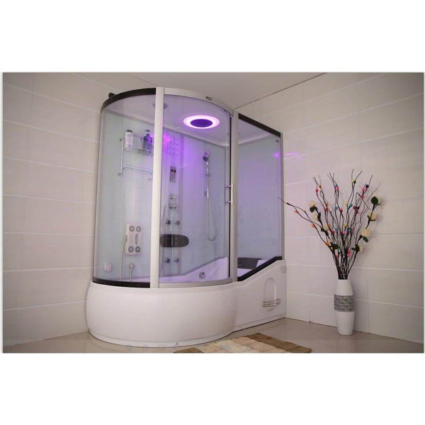 Home Deluxe - Duschtempel All IN 2in1 - Weiß, 170 x 90 x 220 cm Links - inkl. Regendusche, Fußmassage, Radio und Zubehör I Duschkabine Fertigdusche Badewannenkombination, Duschtempel