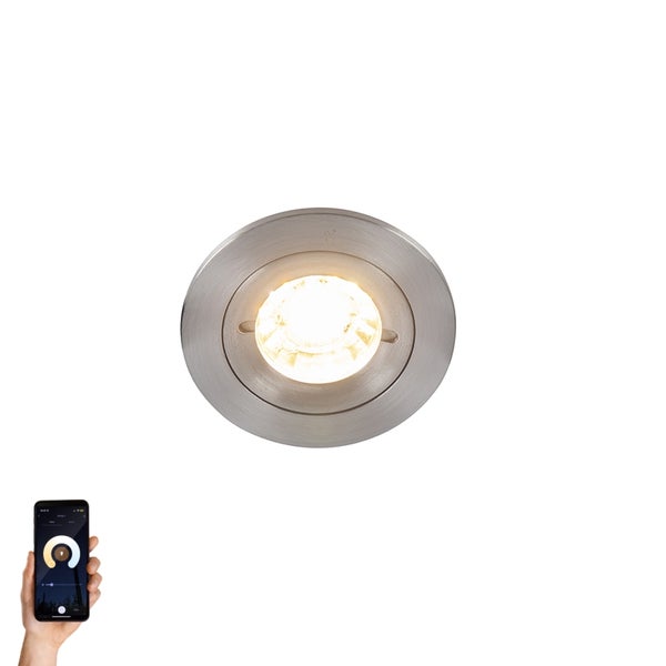Smart Einbaustrahler Stahl rund IP44 inkl. Wifi GU10 - Xena