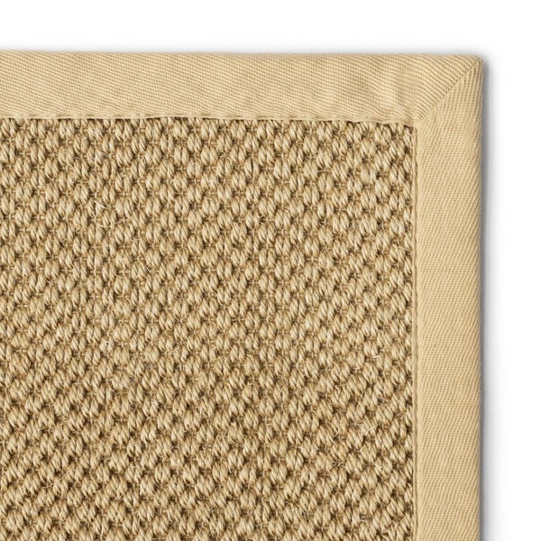 FLOORDIREKT Sisal-Teppich Tiger-Eye - aus 100% Sisal - mit Brodüre - Natur - Rand: Beige - 200 x 290 cm