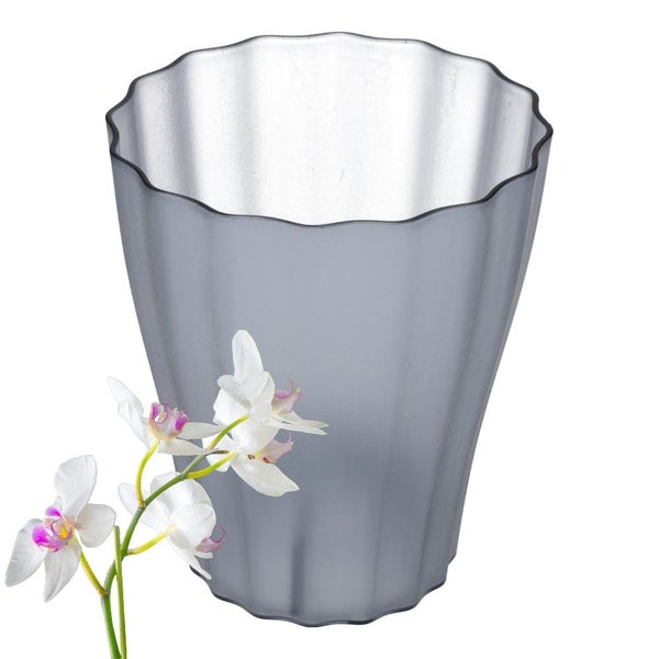 Orchideentopf Blumen Orchideen Übertopf transparent aus Kunststoff durchsichtig Elegant OLA Ø 16 cm rauchfarbig