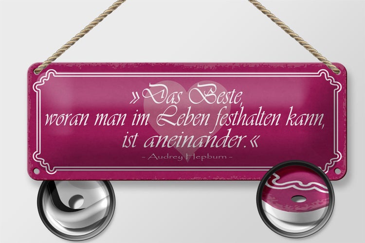 Blechschild Spruch 27x10cm woran festhalten ist aneinander Dekoration