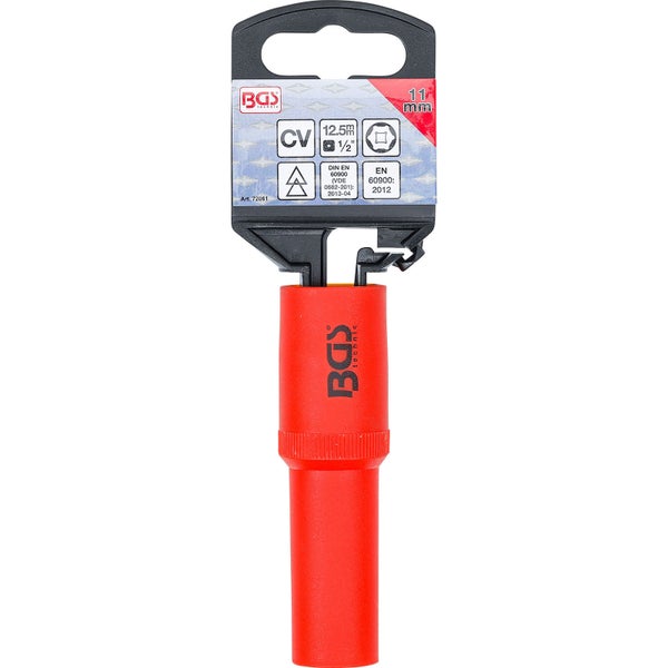 BGS VDE-Steckschlüssel-Einsatz Sechskant Antrieb Innenvierkant 12,5 mm (1/2) SW 11 mm - 72061