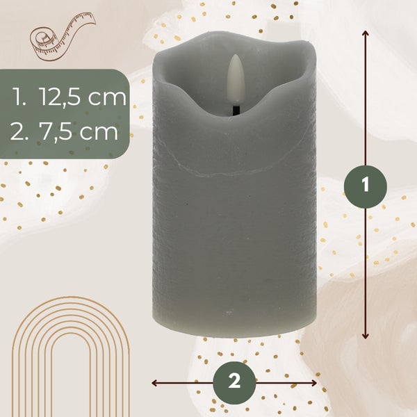 Dekorative LED-Kerze mit einer Höhe von 12,5 cm und einem Durchmesser von 7,5 cm