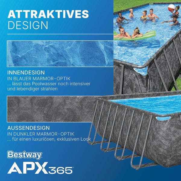 Bestway APX365 Framepool mit Innen- und Aussendesign in Marmoroptik
