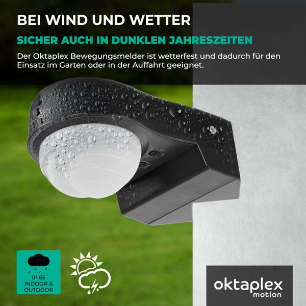 Oktaplex Don Bewegungsmelder Außen 240° PIR-Sensor IP65 10m anthrazit LED geeignet