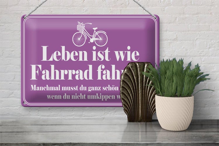 Blechschild Spruch 30x20cm Leben ist wie Fahrrad fahren