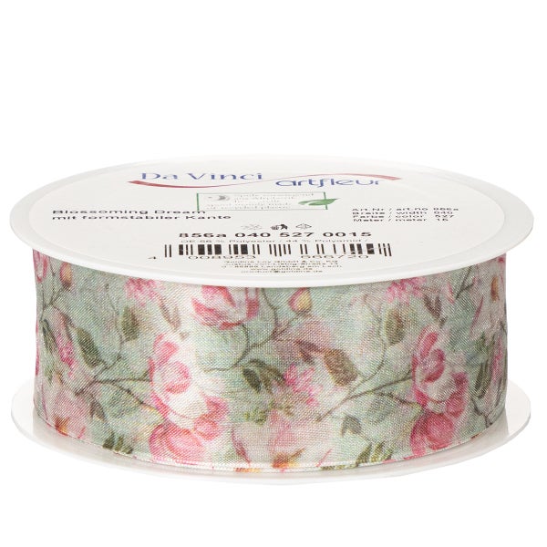 Dekoratives Blumengewebeband auf einer Spule