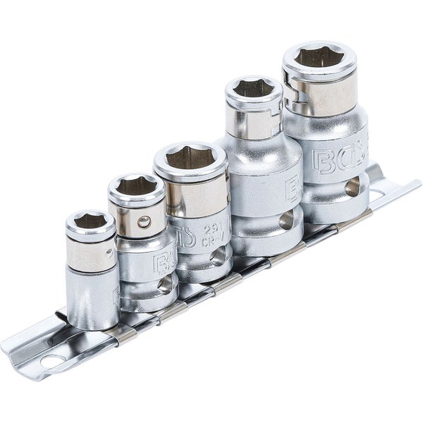 BGS Kraft-Steckschlüssel-Satz aus Chrom-Vanadium-Stahl auf einer Metallschiene
