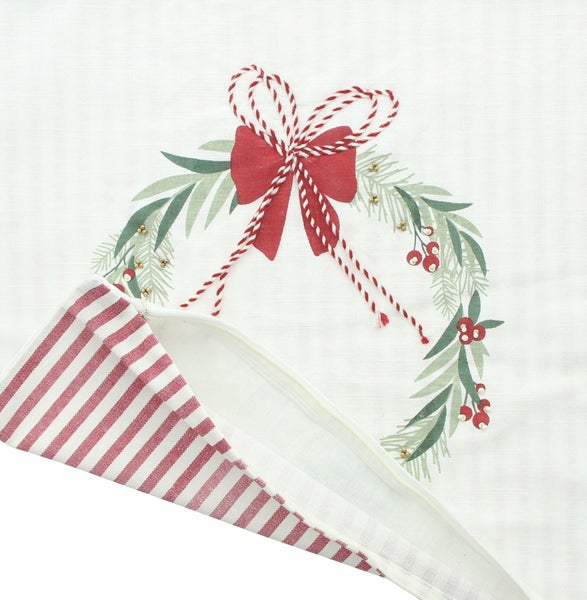 Kissenbezug mit Weihnachtskranz-Motiv und Reißverschluss
