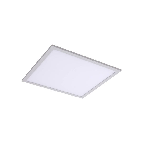 Quadratisches LED Panel für die Decke mit silbernem Rahmen.