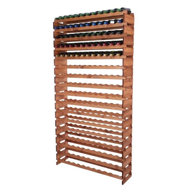 Weinregal VINOTECA FLEX PRO HxBxT 233x123x28cm 204 Flaschen auf 17 Ebenen Massives Kiefernholz Braun geölt