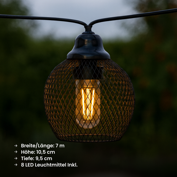 Lichterkette mit LED Leuchtmittel in Metallkorb