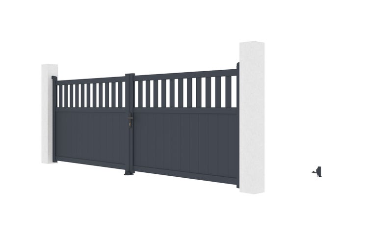 SANTIS 400B140 Flügeltor-Paket + 2 EIFEL-Pfosten h.160cm Grau