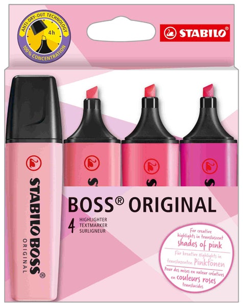 STABILO Marker BOSS ORIGINAL - Shades of Pink, 4er Set