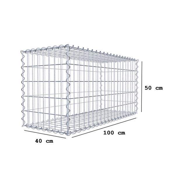Gabione 100 cm x 50 cm x 40 cm (L x H x T), Maschenweite 5 cm x 10 cm, Spirale