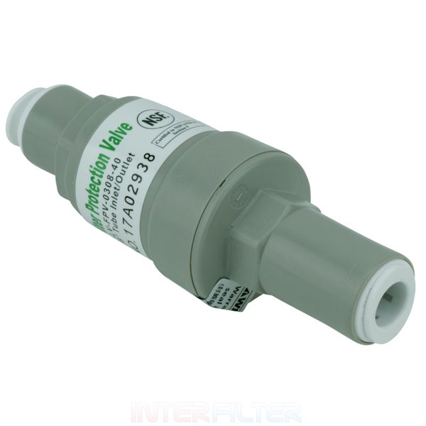 Ein Filter Schutzventil für Wasserfiltersysteme mit NSF Zertifizierung.