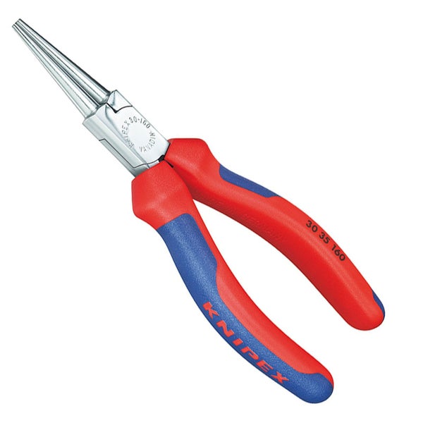 Knipex Langbeckzange mit runden Backen und Mehrkomponenten-Hüllen, Länge 160 Millimeter.