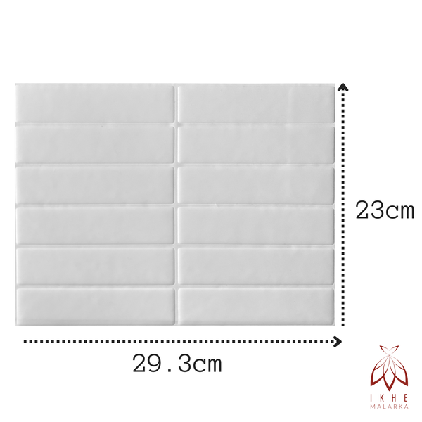 3D Wandpaneel aus Kunststoff in Steinoptik Weiß – selbstklebend, wasserdicht, 23 × 29 cm (0,065 m²) – Modell YJC0203 Weiß