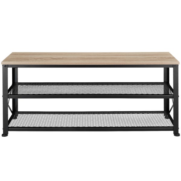 Schuhregal tectake Blackpool 101 x 30,5 x 45,5 cm Industrial Style Industrial Holz hell, Eiche Sonoma