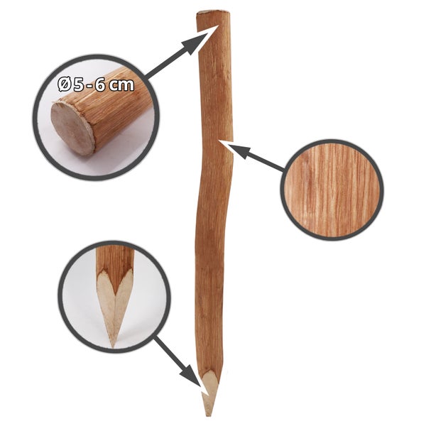 5m Komplett Set Staketenzaun 80cm hoch Lattenabstand 4-6cm mit 5 Holzpfosten 1,05m lang & Krampen