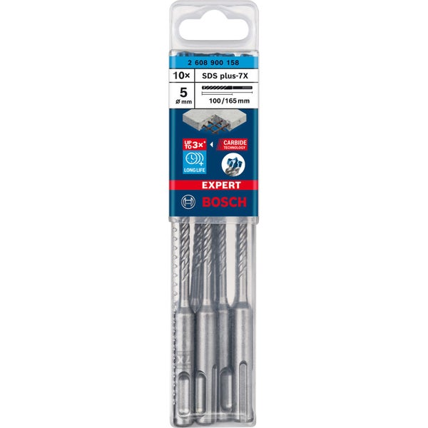 Bosch 10x Expert SDS plus-7X Hammerbohrer 5 x 100 x 165 mm - 2608900158
