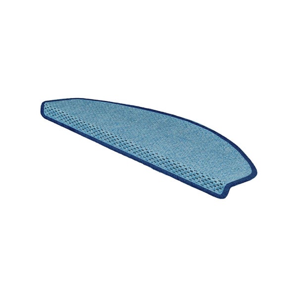 FLOORDIREKT Stufenmatte Kalkutta - Sisaloptik - Schlingenpol - Selbstklebend - Blau - Halbrund - 19 x 56 cm