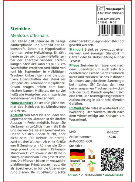 SAFLAX Garden to go - Steinklee - Melilotus officinalis - 250 Samen - Mit Topf, Klima - Deckel und Anzuchtsubstrat