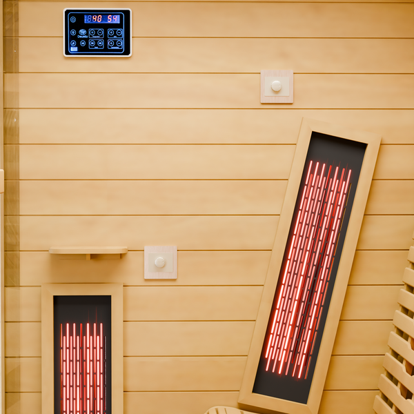 Dewello® Infrarotkabine Infrarotsauna PALERMO 135cm x 120cm inkl. 6 Vollspektrumstrahler, 2 Karbonstrahler, LED