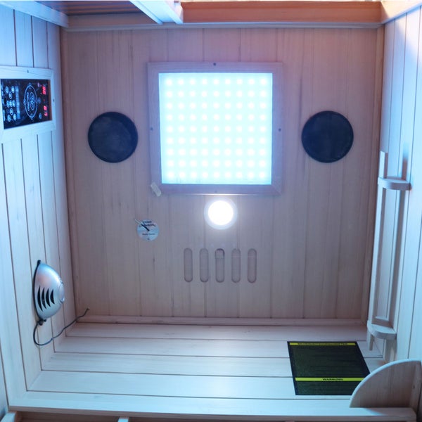 Dewello® Infrarotkabine Infrarotsauna HAMLIN 90cm x 90cm inkl. 4 Keramikstrahler, Karbon Karbonstrahler, 1Person, LED