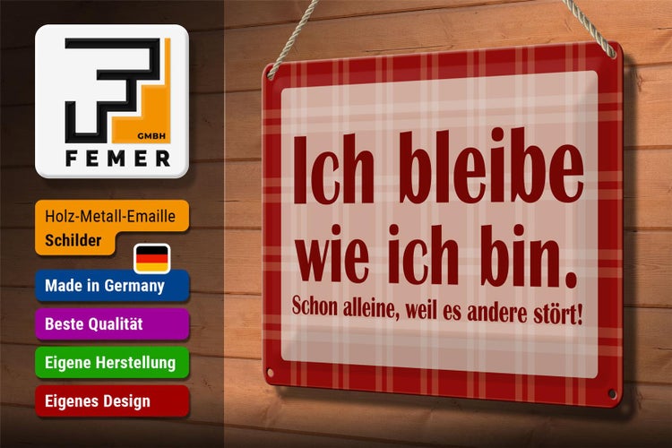 Blechschild Spruch 30x20cm Ich bleibe wie ich bin