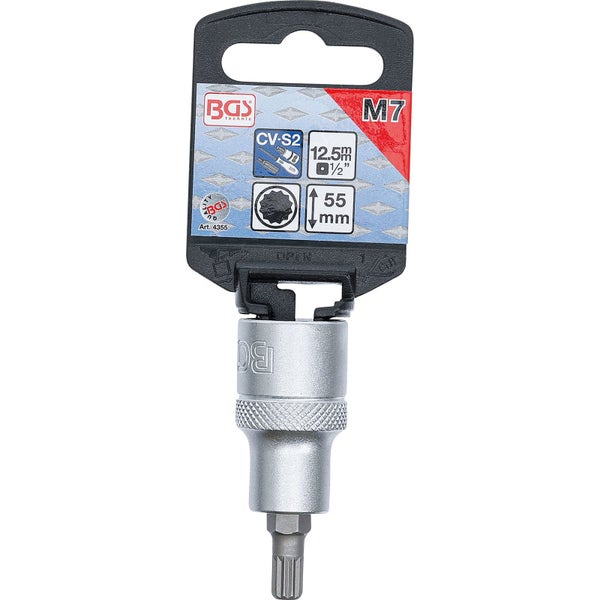 BGS Bit-Einsatz Antrieb Innenvierkant 12,5 mm (1/2) Innenvielzahn (für XZN) M7 - 4355