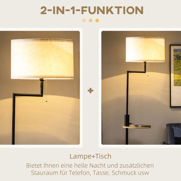 Stehleuchte mit Ablagetisch, 2-in-1 Funktion