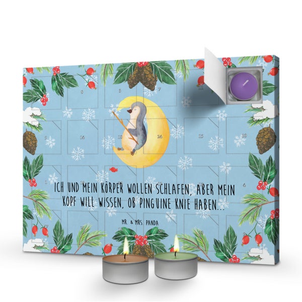 Mr. & Mrs. Panda Duftkerzen Adventskalender Pinguin Mond - Blau Pastell