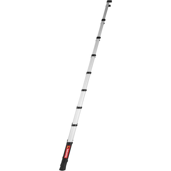 Telesteps Teleskop-Anlegeleiter aus Aluminium mit schwarzen Kunststoffelementen.