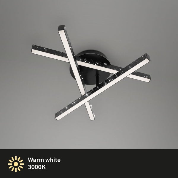LED Deckenleuchte Wandleuchte Glitzereffekt 3000K 15W schwarz Metall Briloner
