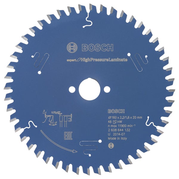 Bosch Kreissägeblatt Expert for High Pressure Laminate für Handkreissägen 160 x 20 x 2,2 mm 48 - 2608644132