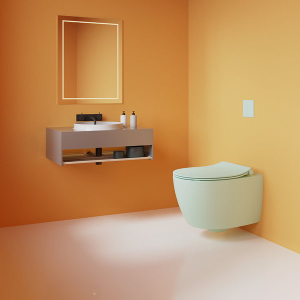 Isvea WC Toilet Badezimmer Wand-WC Mintgrün mit Softclose-Sitz