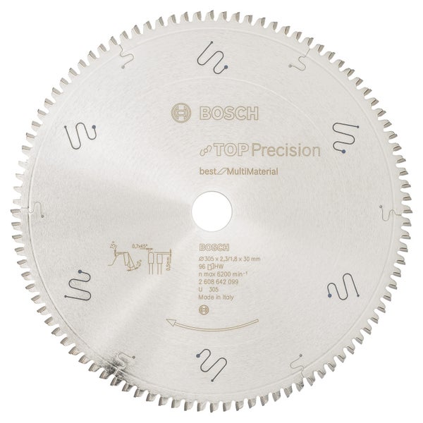Bosch Kreissägeblatt Top Precision Best for Multi Material, 305 x 30 x 2,3 mm, 96 - 2608642099