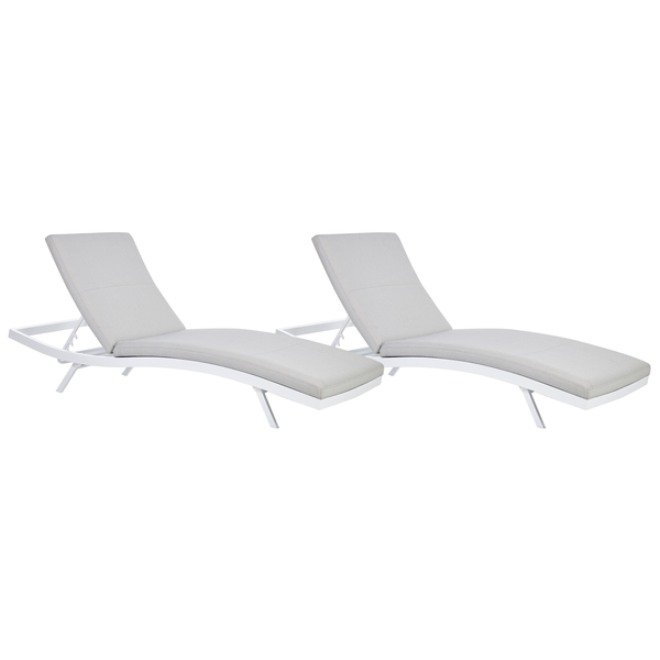Gartenliege mit Auflage 2er Set AMELIA Metall Hellgrau