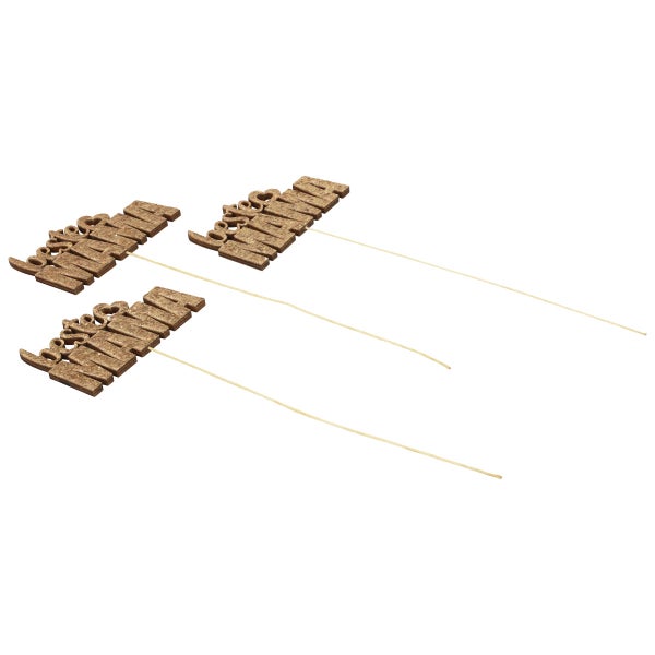 Drei Muttertagsstecker aus Holz mit Stäben